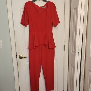 Danny & Nicole Red Peplum Jumpsuit